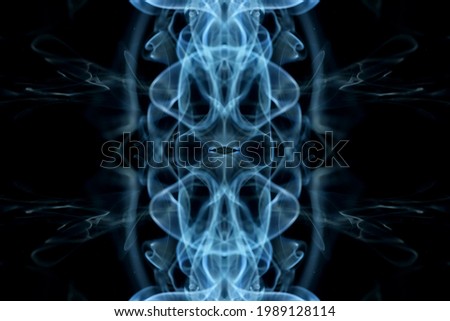 abstract graphics black blue fractal reflection symbol, design effect meditation background