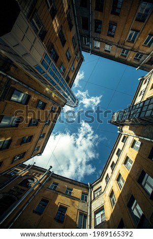 Typical courtyard shapes in Saint Petersburg, Russia. 