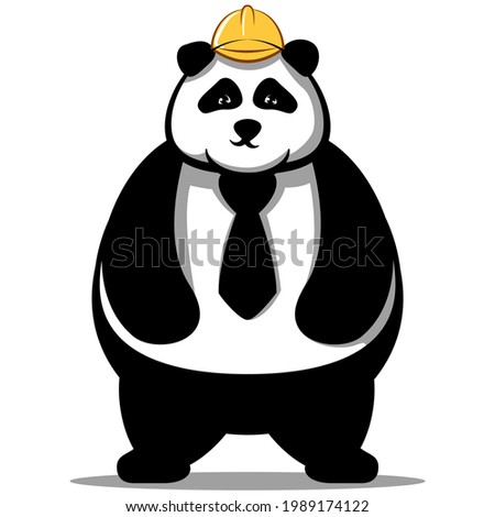 mascot character vector of project worker panda