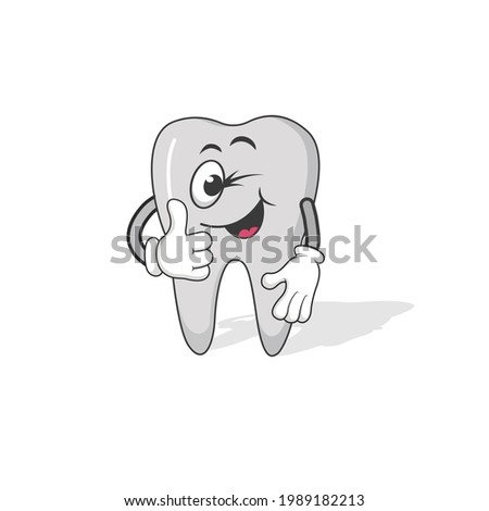 Tooth mascot cartoon thumbs up vector graphics