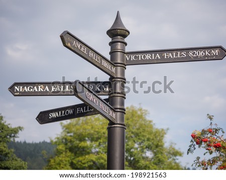 Steet signs in Snowdonia, Wales
