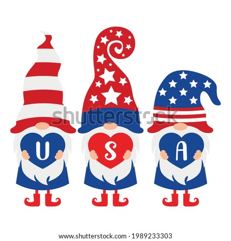 Patriotic Gnomes, Independence day happy 4th july and usa theme Vector illustration
