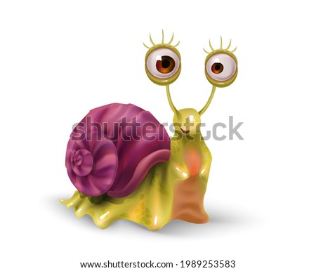Snail cute, childrens cartoon illustration. Clip art.