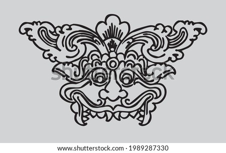 Sri Lankan mask line draw vector 