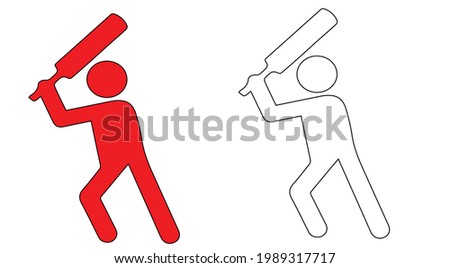 coloring cricket batsman pose for drawing kids and children