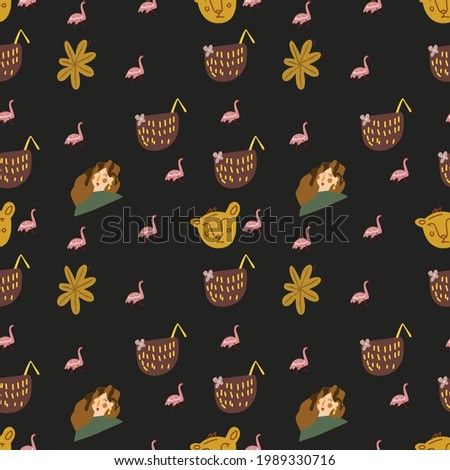 
cute illustration pattern background design with soft colors and a combination of various stickers