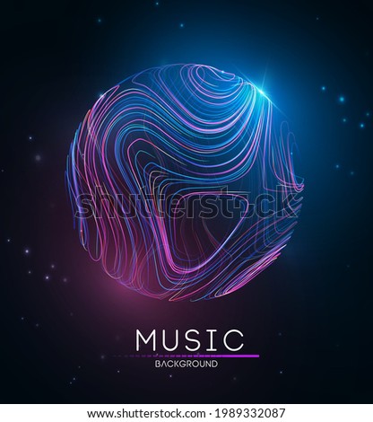 Music background line flow. Vector particle big data visualisation of matrix. Equalizer for music, showing sound waves with music waves. EPS 10 Royalty-Free Stock Photo #1989332087