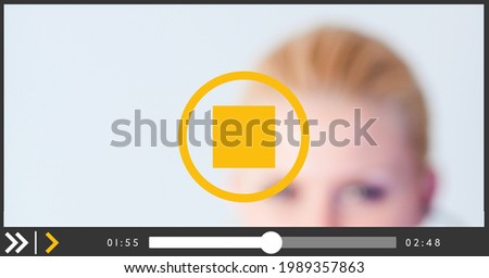 Composition of female doctor on video playback interface screen. medical and healthcare services communication technology concept digitally generated image.