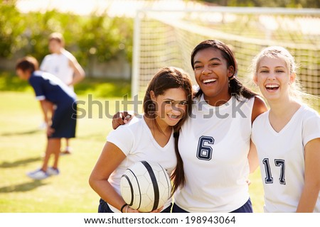 Members Of Female High School Soccer Team Royalty-Free Stock Photo #198943064
