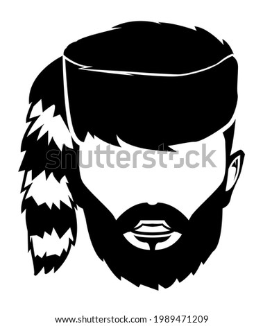Mountaineer Mountainman with Coonskin Cap Icon Illustration Vector