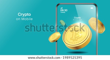 Bitcoin exchange. Flat design style web banner of blockchain technology, bitcoin, altcoins, cryptocurrency mining, finance, digital money market, cryptocoin wallet, crypto exchange. Vector Royalty-Free Stock Photo #1989525395