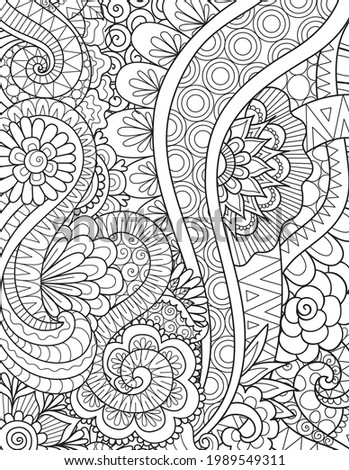 Abstract flowers for background, coloring book, coloring page with the size 8.5x11. Vector illustration.