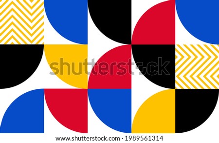 Abstract colorful bauhaus pattern design. Trendy geometric shape style for wallpaper, business presentation, branding, fabric print, and other page design layouts. Vector