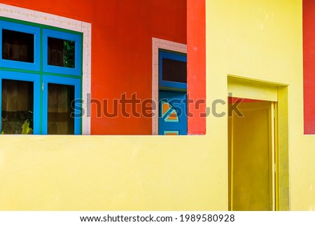 Colorful exterior walls of island house
