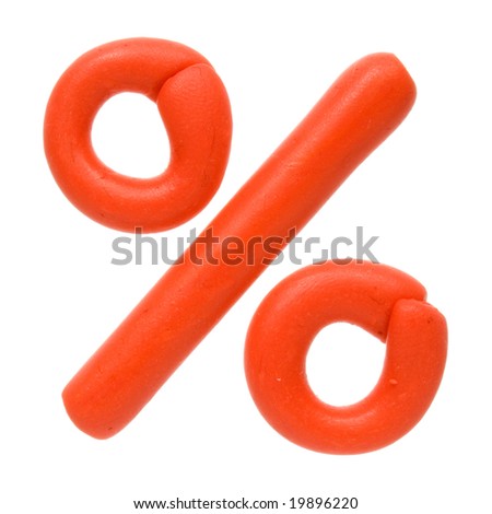 Colour plasticine symbol isolated on a white background - red percent