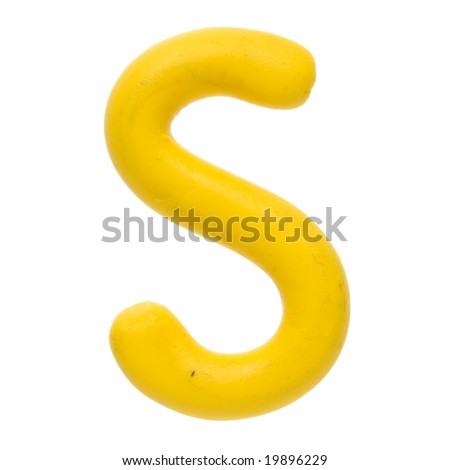 Colour plasticine letter isolated on a white background - yellow S