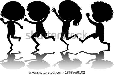Set of kids silhouette with reflex illustration
