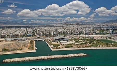 Aerial drone photo of famous port and Marina of Faliro in South Athens riviera next to Piraeus, Attica, Greece
