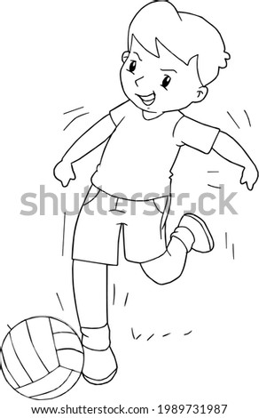 happy child playing ball alone
