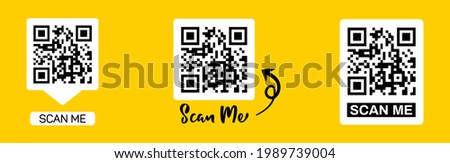 Scan qr code icon. Quick response code or QR code set for smartphone. QR code for mobile app, payment and website. Scan me phone tag. Royalty-Free Stock Photo #1989739004