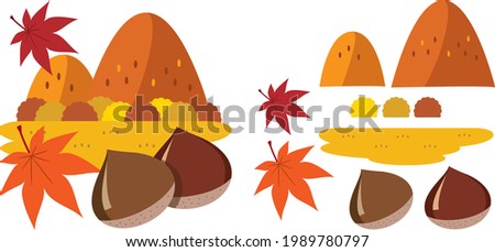 Autumn scenery illustration material of chestnut and autumn leaves