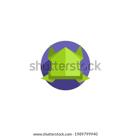 frog Origami Flat Icon Isolated On White Background 