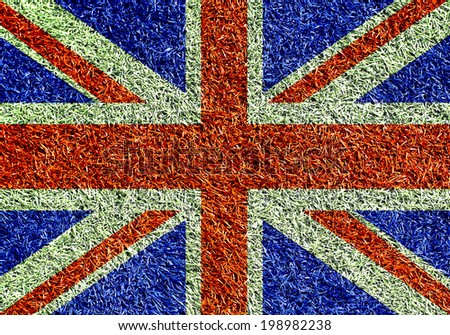 Britain, the flag on the texture of the grass