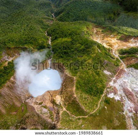 Boiling Lake, second largest in the world.One of most tough but also unusual hikes in Dominica. Active volcano grounds and boiling sulphur soup, it makes the beginning of White River.  