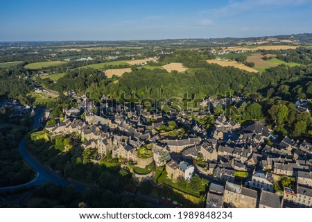 Aerial photo of Moncontour in the department of Côtes-d'Armor in French Brittany