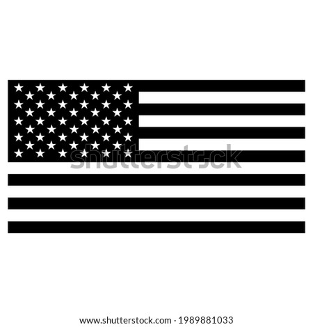 Vector black and white USA flag, isolated on white background. For cutting