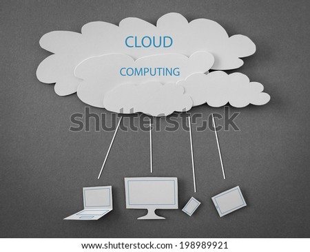 Paper cut of Cloud computing concept