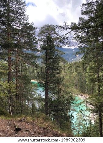 Natural landscape, Eibsee Bavaria, blue see, blue water, deep blue see. Vacation in Bavaria. Nice holidays, quality time 