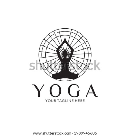 Yoga logo vector. Human silhouette meditation design