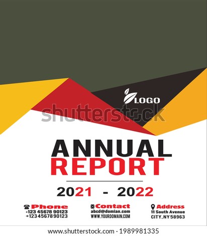 Amazing editable red yellow wave combination annual report cover page 