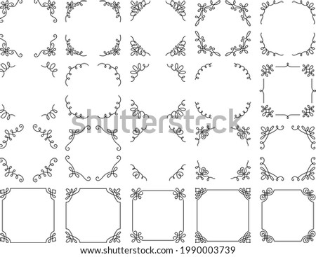A set of various square frames with European style monoline corner decorations