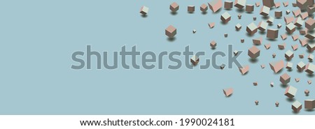 Pink and Gray Block Vector Blue Background. Graphic Rhombus Pattern. Soft Pink Confetti Shiny Brochure. Abstract Box Template.