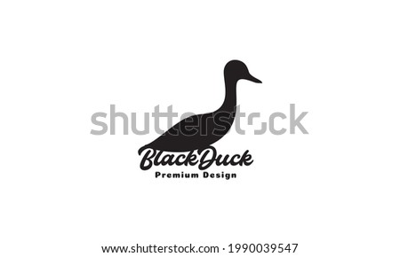 silhouette simple little duck logo vector icon illustration design