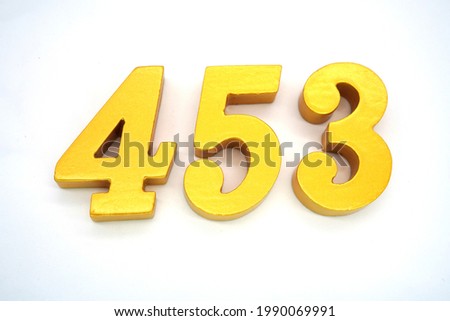  Arabic numerals 453 gold on white background                              