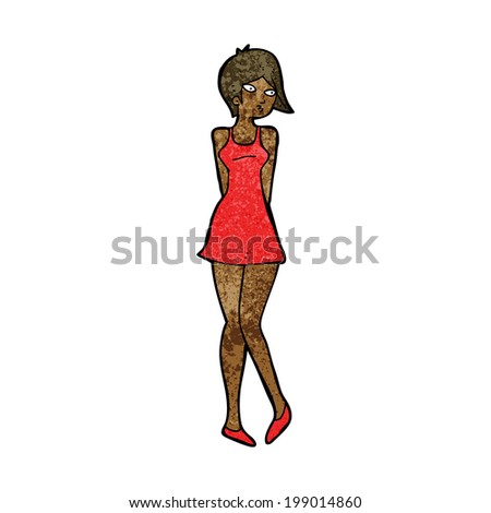 cartoon pretty woman in dress