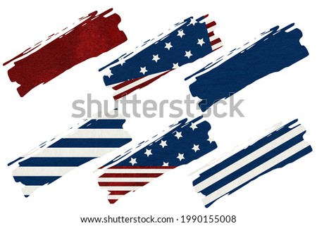 Abstract shapes in color of national American flag. Independence day clip art set on white 