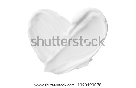 skincare cream or yogurt heart shape isolated on white background valentine's day creative concept