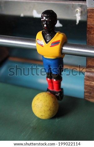  Foosball football Soccer Table top in team colours stock, photo, photograph, image, picture,