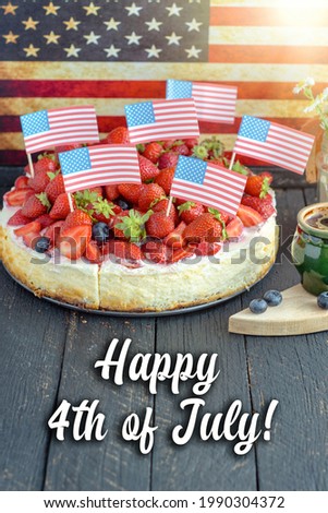 Happy 4th of July, Independence Day with cookies glazed as us flag - patriotic card 