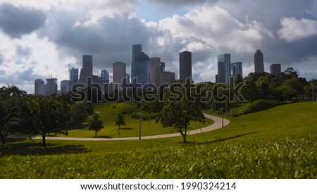 Houston, TX skyline from Buffalo Bayou park