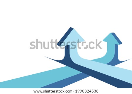 Growing arrows chart on white background. Flat vector illustration. 