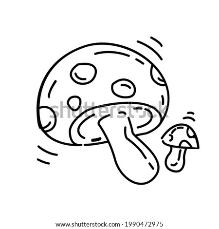 Hiking adventure mushroom ,trip,travel,camping. hand drawn icon design, outline black, doodle icon, vector icon.