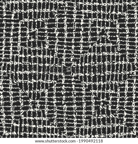 Monochrome Distressed Knit Textured Grid Pattern