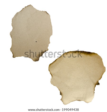 burnt paper isolated over white background