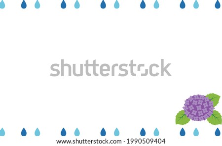 Hydrangea and rain frame illustration