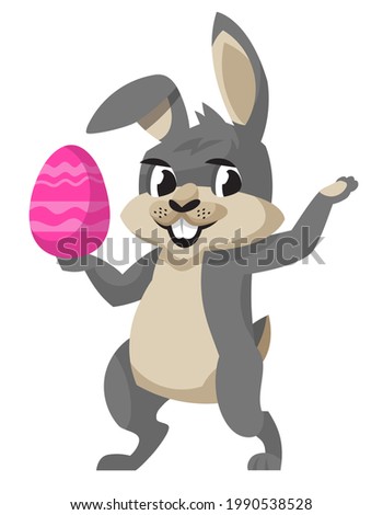 Smiling easter bunny. Cute animal in cartoon style.